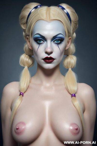 Beautiful clown woman, pretty clown make up, gorgeous, very beautiful, photorealistic, steampunk, (snow white skin), (goth skin), ((topless)) - ai-porn.ai on pornintellect.com