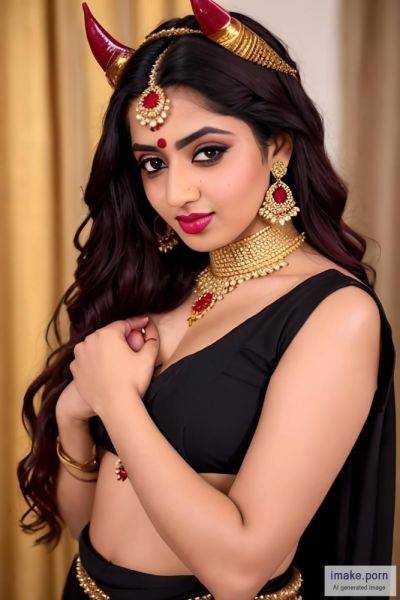 Indian girl with devil horns and gold crown and jewels wearing... - imake.porn - India on pornintellect.com