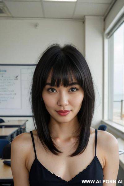 Sexy asian woman, seductive, mind controlled in lab, sly smile, - ai-porn.ai on pornintellect.com