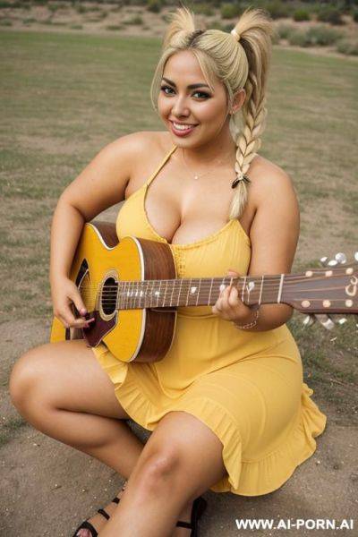 Hot mexican woman, guitar shaped body, wide square hips, picnic, tan - ai-porn.ai - Mexico on pornintellect.com