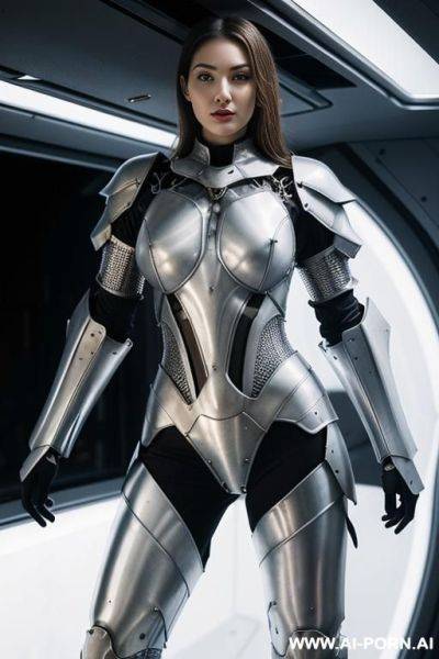 (close up) ((gorgeous woman) in (partially transparent armored combat suit)) - ai-porn.ai on pornintellect.com