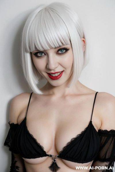 White hair goth woman milking her nippels - ai-porn.ai on pornintellect.com