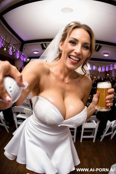 ((((view fish eye lens view)))) ((((medium shot)))) ((((hugging oldman pervert behind )))) at de wedding celebration ((((bend over)))) pretty face cuban wife on stage bathes in beer a lot of beer - ai-porn.ai - Cuba on pornintellect.com
