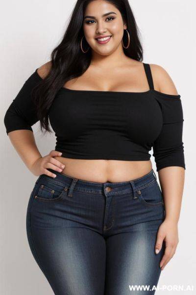 Hot super wide hipped mexican, tight jeans, big tummy, fated up, huge thighs, fat arms, chubby beautiful face - ai-porn.ai - Mexico on pornintellect.com