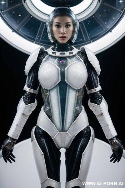 (close up) ((gorgeous woman) in (partially transparent armored space combat suit)) - ai-porn.ai on pornintellect.com