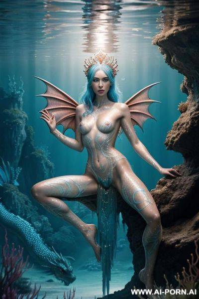 Extremely tall supermodel cutie, completely naked, half asian, goddess of the sea, goddess of fantasy creatures, very long watery hair, fantasy hair made of water, fantasy goddess powers, water - ai-porn.ai on pornintellect.com