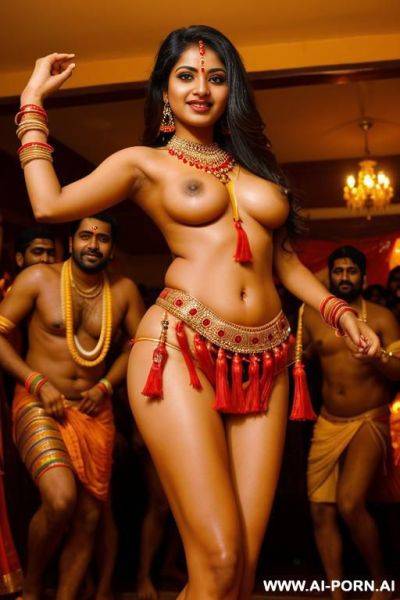 Sexy naked indian women dancing among men in home celebrating indian festival dandiya. naked natural boobs. full naked, blushing, topless - ai-porn.ai - India on pornintellect.com
