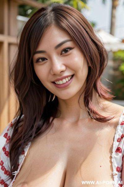 Close! immersive expression. lovingly boastful japanese hooker. long loose wavy purple hair. closeup in decent clothes. she is naturally tanned. pleasure lying-back. real-life sei-ra sodes-hiro! in an arousement park. - ai-porn.ai - Japan - county Hooker on pornintellect.com