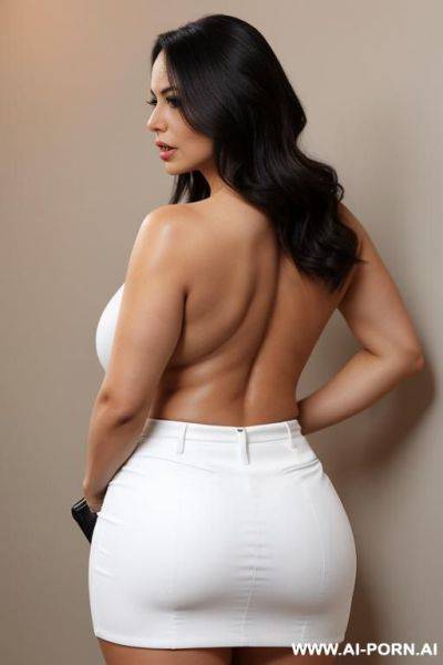 Shocked 20 year woman, wearing mid thigh skirt, large perky breasts. skin, realistic, enf - ai-porn.ai on pornintellect.com