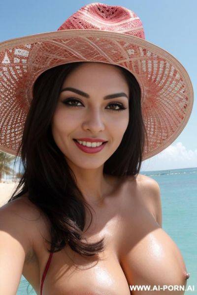 Mexico woman, happy face, sexy boobs, sexy pussy, hat on head - ai-porn.ai - Mexico on pornintellect.com