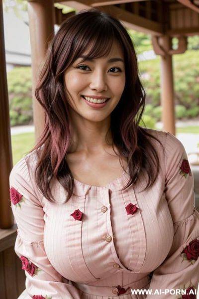 Close! immersive expression. lovingly boastful japanese hooker. long loose wavy purple hair. closeup in decent clothes. she is naturally tanned. pleasure lying-back. real-life sei-ra sodes-hiro! in an - ai-porn.ai - Japan - county Hooker on pornintellect.com
