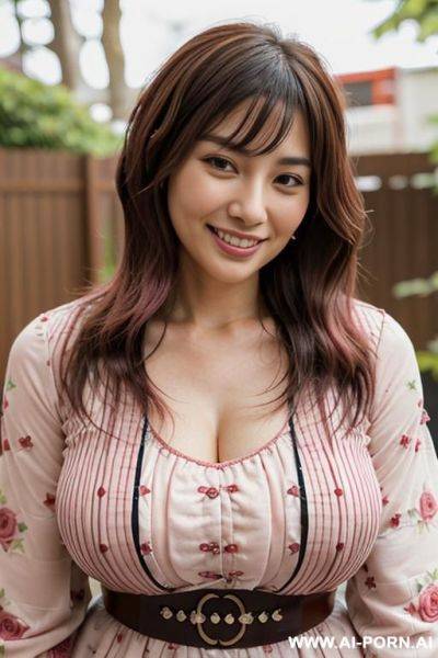 Close! immersive expression. lovingly boastful japanese hooker. long loose wavy purple hair. closeup in decent clothes. she is naturally tanned. real-life sei-ra sodes-hiro! in an arousement park. it seems as if she closely touches me. - ai-porn.ai - Japan - county Hooker on pornintellect.com