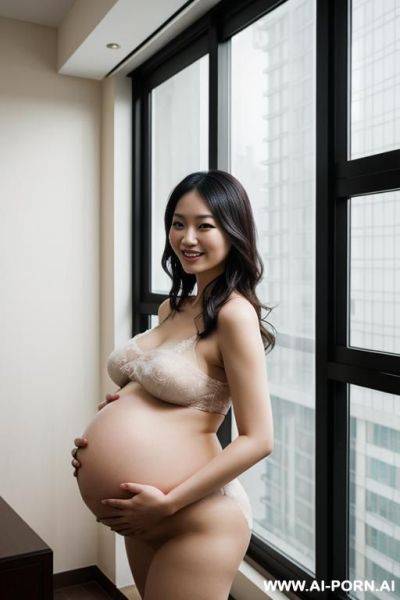 Chinese woman, ((detailed face)), naked, smiling, in an apartment, high-rise interior - ai-porn.ai - China on pornintellect.com