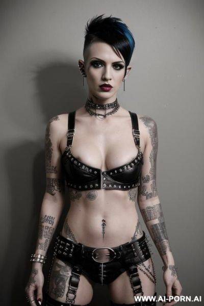 Completly naked, bad woman, punk woman, serious, vi from arcane serie - ai-porn.ai on pornintellect.com