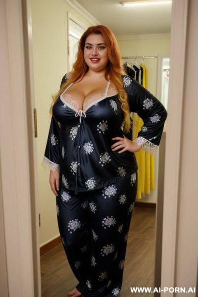 Very obese, tight clothes, ssbbw, extra thicc, pear shaped, drinking potion, chubby face, supermodel, fat wide hips, nightgown, clothed, 300 lbs, blonde - ai-porn.ai on pornintellect.com