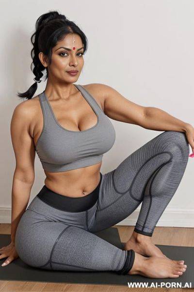 Fat ass indian milf in grey yoga leggings - ai-porn.ai - India on pornintellect.com