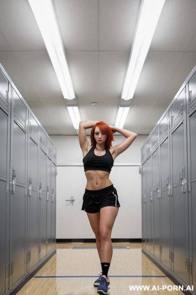 Short straight hair, red hair, small boobs, athletic body, tattoos, oil skin, s, full body pic, anal sex - ai-porn.ai on pornintellect.com