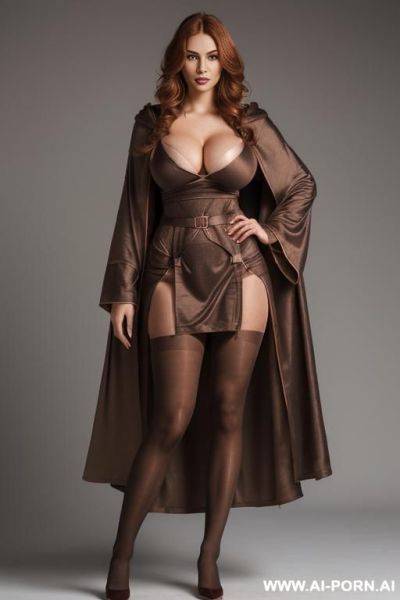 (((black pantyhose)),, long sleeves, ((transwomen)), gigantic breasts, (((viewed from head to thighs))), (( full body shot)), ((photo cropped at knees)) - ai-porn.ai on pornintellect.com