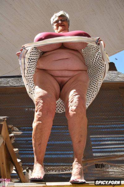 Showing big tits, the very old fat grandmother has very realistyc nude pussy under her skirt - spicy.porn on pornintellect.com