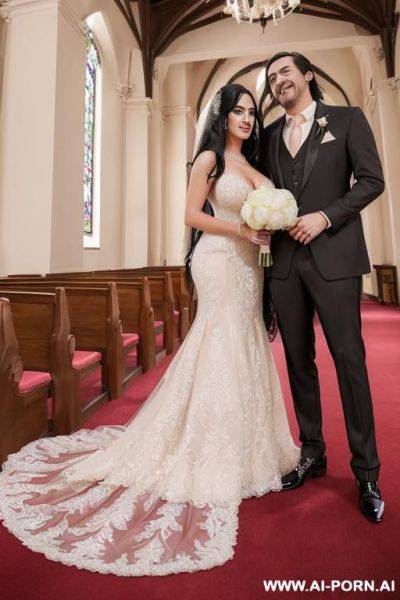 ((((douglas and regina)))) (((handsome groom and dazzling bride)))) ((((couple portrait)))) ((a woman with long straight black hair)) ((my faithful dream girlfriend)), ((((gigantic cleavage)))) - ai-porn.ai on pornintellect.com