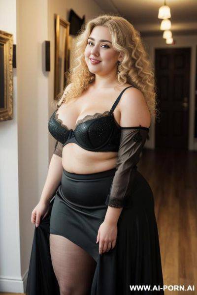 ((( bashful and demure))), (((looking at the floor))), (((no eye contact))), (((long heavy sparkly black skirt))), (((full long black skirt))), (((sheer mesh black bra with lace trim))), (((beautiful - ai-porn.ai on pornintellect.com