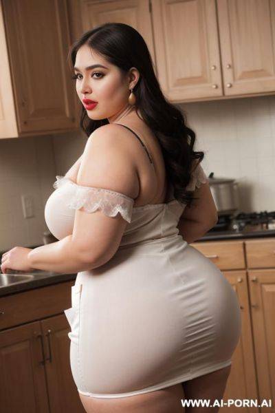 (obese) (300 pounds) (massive ass) (fat face) (chubby arms) big woman) (pear shaped) (super wide) (soft body) (big eyes) (((ahegao))) ((sexy pose)) (photoshoot) ((gorgeous model)) (((full lips))) (hoop - ai-porn.ai on pornintellect.com