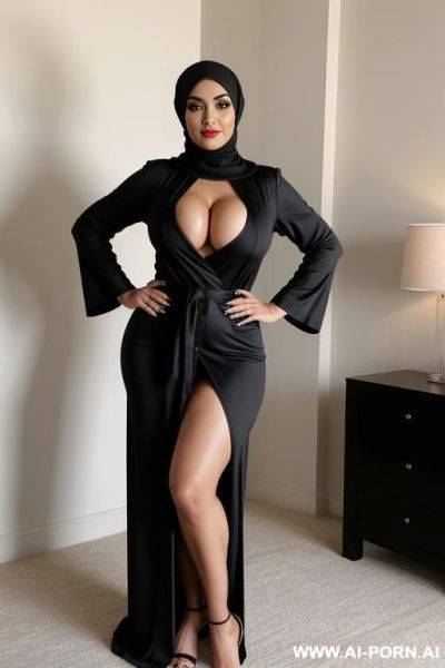 Black hijab, big boobs, robe - ai-porn.ai on pornintellect.com