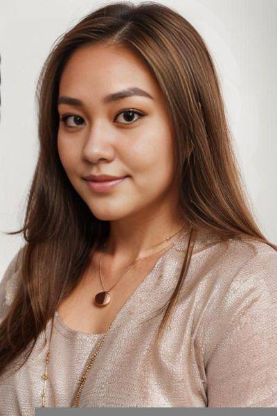 (((adjusting hair))), (((face closeup))), (((fat face))), (((round face))), (((extremely long hair))), looking at viewer, (((front facing))), (((headshot))), front view, a chubby shorty filipina milf is - ai-porn.ai on pornintellect.com