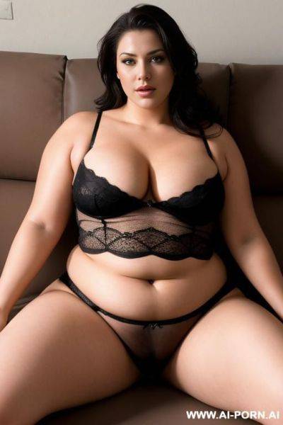 A big fat woman laying on her side on a couch on her side, ready to be penetrated - ai-porn.ai on pornintellect.com