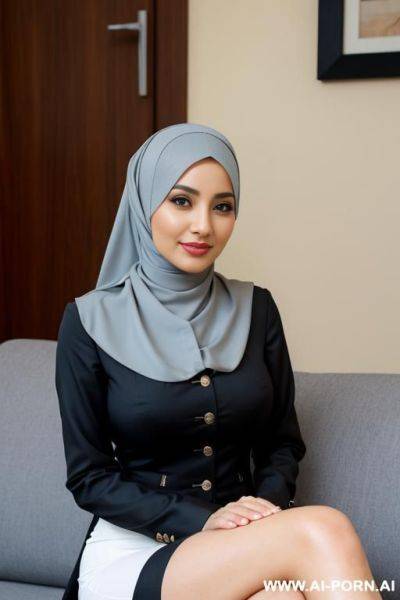 Busty, hijab, legs crossed - ai-porn.ai on pornintellect.com