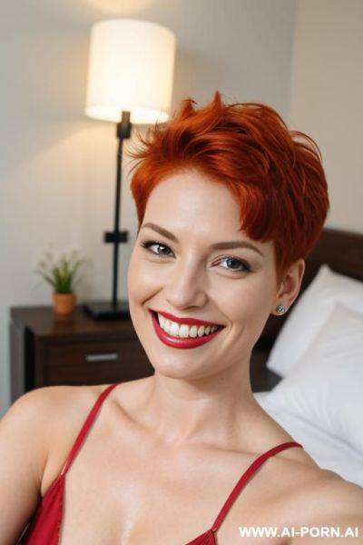 Ginger pixiecut, , gystyle on bed - ai-porn.ai on pornintellect.com
