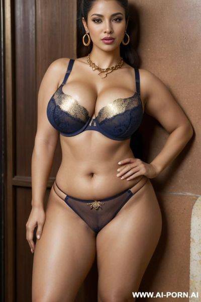 Medieval castle ((medieval tavern)), ((front view)), very beautiful latina milf, ((beautiful curvy figure)) ((sexy curvy figure)), ((sexy busty latina milf)) ((hourglass figure)) ((real sex bomb)), perfect - ai-porn.ai on pornintellect.com