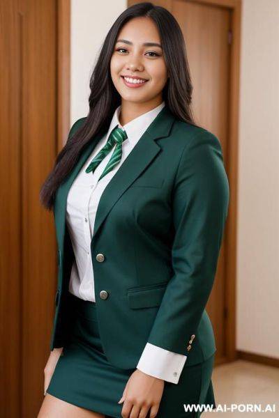 Smiling woman with scholar uniform - ai-porn.ai on pornintellect.com