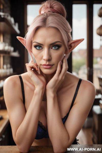 Skiny, slender, waist, blond hair milf, blue eyes, saggy boobs, whippet-, perfect naked, massive saggy boobs, hairy pussy, outdoor, exhibitionist, show pussy lips - ai-porn.ai on pornintellect.com