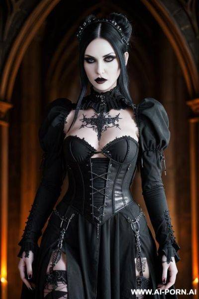 Gothic woman, open dress revealing naked breast and pussy, seducing on throne - ai-porn.ai on pornintellect.com