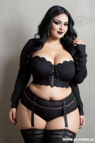 Hot fat rotund ssbbw mexican woman, wide hips, tight jeans, beautiful face, heavy makeup, chicana, very big belly, fat face - ai-porn.ai - Mexico on pornintellect.com