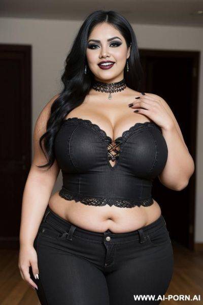 Hot fat rotund ssbbw mexican woman, wide hips, tight jeans, beautiful face, heavy makeup, chicana, very big belly, - ai-porn.ai - Mexico on pornintellect.com