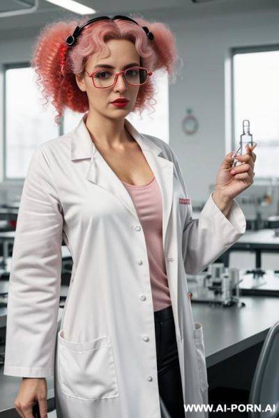 White lab coat science room holding test tube - ai-porn.ai on pornintellect.com