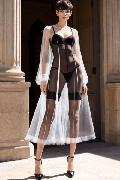 Slender french, hairy pussy, pixiecut, transparent clothes, standing offensive - ai-porn.ai - France on pornintellect.com