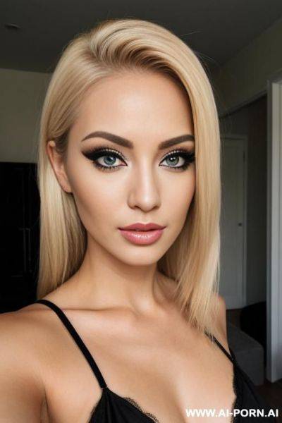Blonde slender beautiful, black eyeliner, - ai-porn.ai on pornintellect.com