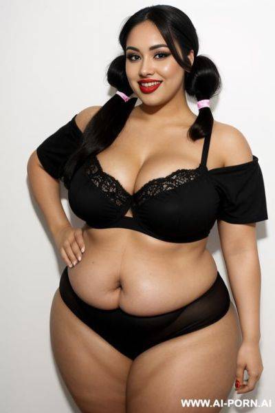 Hot chicana, chola, gorgeous, heavy makeup, hourglass figure, very fat, w gain, big hips, round big belly, fat face - ai-porn.ai on pornintellect.com