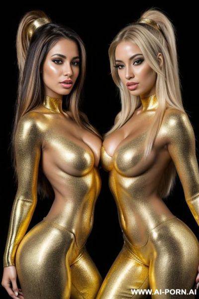 Photo of multiple gorgeous brazilian bimbos covered completely in gold bodypaint - ai-porn.ai - Brazil on pornintellect.com