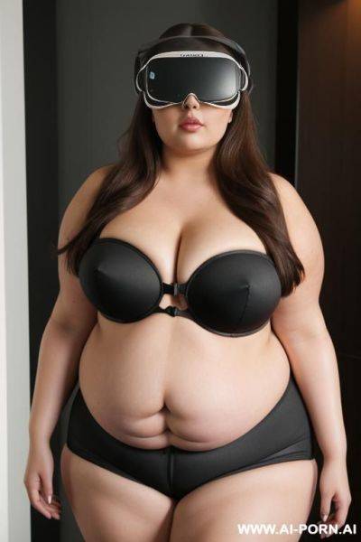 Hot brunette, hourglass figure, wearing oculus rift goggles, very fat - ai-porn.ai on pornintellect.com