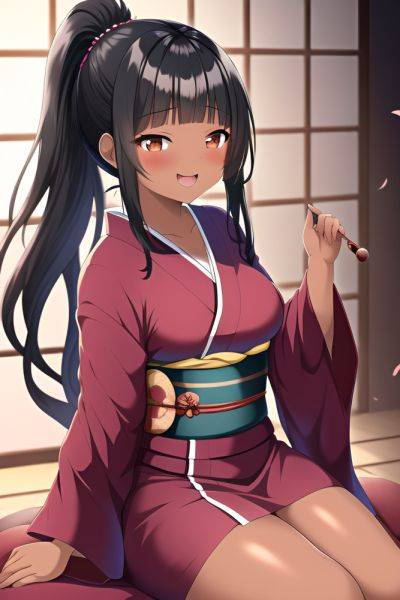 Anime Chubby Small Tits 18 Age Laughing Face Black Hair Ponytail Hair Style Dark Skin Dark Fantasy Club Side View Straddling Kimono 3665216000473623033 - AI Hentai - aihentai.co on pornintellect.com