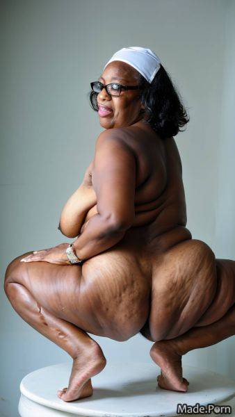 Woman 70 spreading ass photo studio looking back barefoot squatting AI porn - made.porn on pornintellect.com