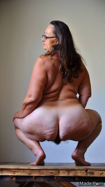 Barefoot squatting nude thick thighs looking back glasses big ass AI porn - made.porn on pornintellect.com