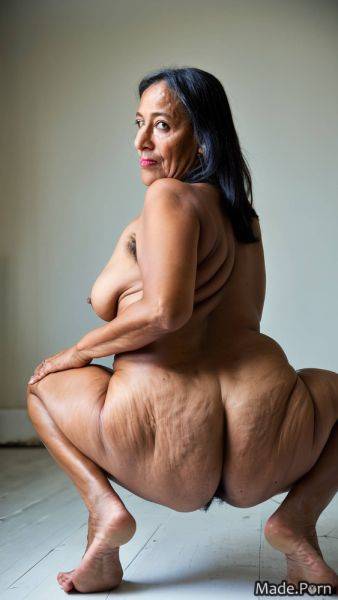 Thick thighs tall looking at viewer woman squatting photo studio spreading ass AI porn - made.porn on pornintellect.com