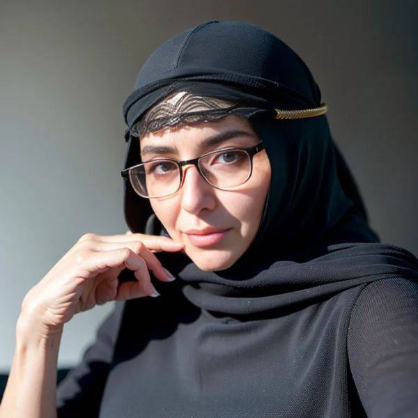 , Arabs,woman,aging,(RAW photo, best quality, masterpiece:1.1), (realistic, photo-realistic:1.2), ultra-detailed, ultra high res, physically-based rendering,shocked,niqab,gloves,black eyeglasses,(adult:1.5) - pornmake.ai on pornintellect.com