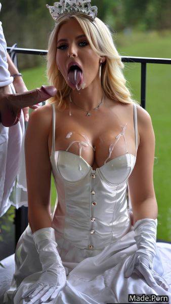 White cum on thigh daytime kneeling blonde handjob dress AI porn - made.porn on pornintellect.com