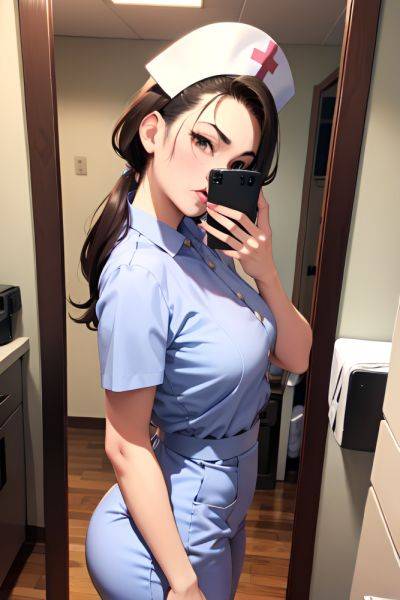 Anime Busty Small Tits 50s Age Pouting Lips Face Brunette Slicked Hair Style Dark Skin Mirror Selfie Office Side View On Back Nurse 3667546880999075656 - AI Hentai - aihentai.co on pornintellect.com